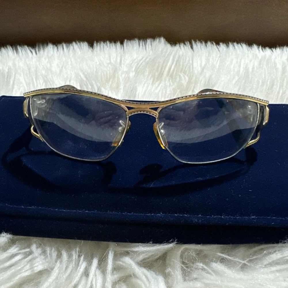Vintage Fendi Oversized eyeglasses Frames only ornate Italy Metal Logo RARE